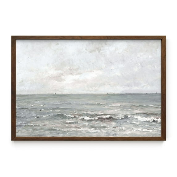 HAUS AND HUES Coastal Wall Art - Vintage Framed Prints and Oil Paintings Collection for Timeless Wall Art, Ocean Views, Nature Inspired, and Antique Charm (24x36 Framed Walnut)