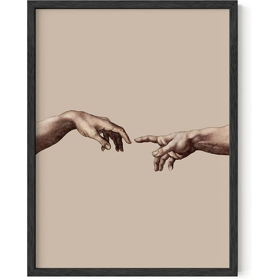 HAUS AND HUES The Creation Of Adam Poster - Michaelangelo Poster, Light Academia Aesthetic Room Decor, Aesthetic Posters For Bedroom, Posters Aesthetic, Pictures For Wall (12x16, Framed Black)
