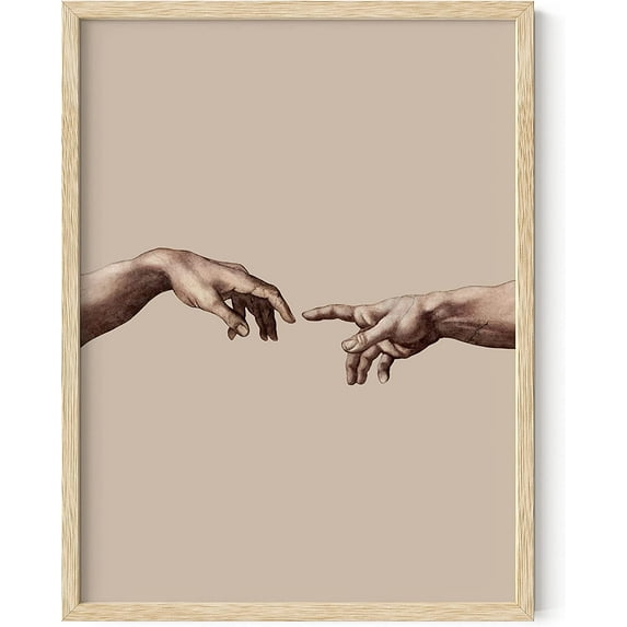 HAUS AND HUES The Creation Of Adam Poster - Michaelangelo Poster, Light Academia Aesthetic Room Decor, Aesthetic Posters For Bedroom, Posters Aesthetic, Pictures For Wall (12x16, Framed Beige)