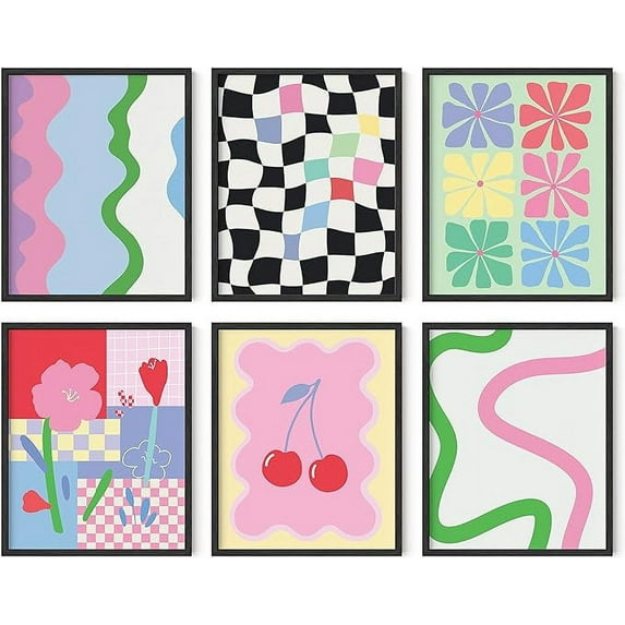 HAUS AND HUES Danish Pastel Posters - Set of 6 Pastel Pink Poster, Colorful Pastel Pictures for Wall, Cute Posters for Room Aesthetic, Trendy Dorm Posters for College Girls (Unframed 8x10)