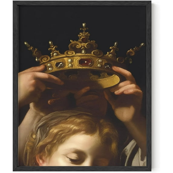 HAUS AND HUES Dark Academia Aesthetic - Dark Academia Aesthetic Room Decor Light Academia Aesthetic Room Decor Wall Posters Aesthetic Vintage Posters Renaissance Crown (Framed Black 16x20)