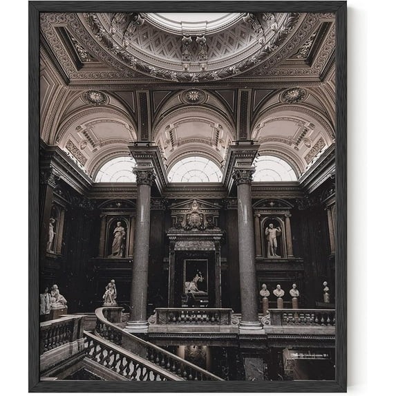 HAUS AND HUES Dark Academia Aesthetic Room Decor - Light Academia Aesthetic Room Decor Aesthetic Wall Art Bedroom Dark Academia Aesthetic Posters Dark Renaissance Library (Framed Black 16x20)