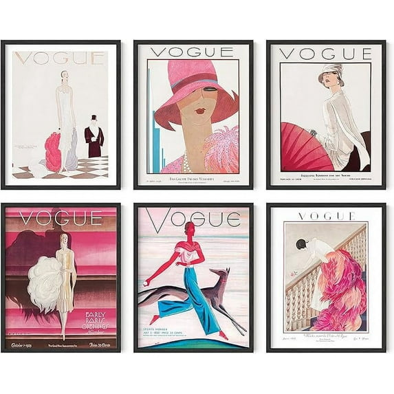 HAUS AND HUES Fashion Wall Art - Framed Wall Art Fashion Decor, Glam Wall Decor for Living Room, Glamorous Wall Decor, Vintage Woman Posters Fashionista Wall Art, Fashion Art (Framed Black 11x14)