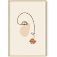 thumbnail image 1 of HAUS AND HUES Female Figure Wall Art Line Drawing - Single Line Drawing Wall Art, Minimalist Woman Art Print Line Art Wall Decor Silhouette Lipstick (24x36 Framed Beige), 1 of 6