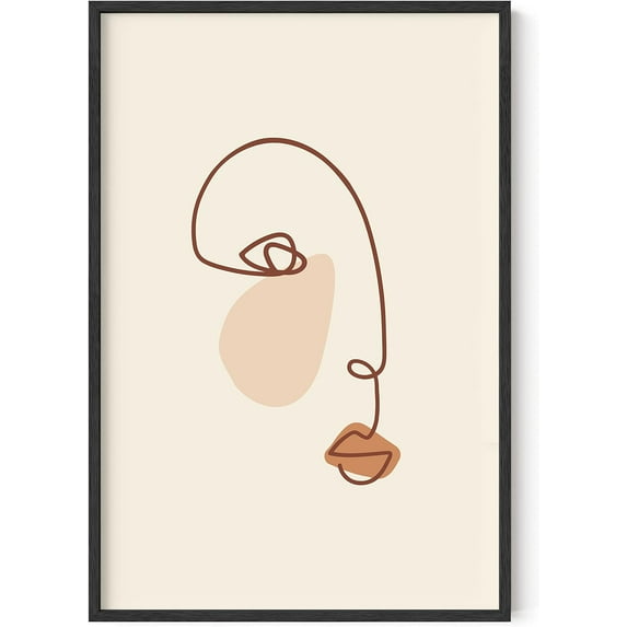 HAUS AND HUES Female Figure Wall Art Line Drawing - Single Line Drawing Wall Art, Minimalist Woman Art Print Line Art Wall Decor Silhouette Lipstick (24x36 Unframed)