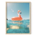 thumbnail image 1 of HAUS AND HUES Flamingo Art and Beach Pictures Wall Art - Flamingo Wall Art and Beach Art Wall Decor Peach Pink Flamingos Poster Hawaii Surfer Room Decor | Flamingo Floater (Beige Framed, 12"x16"), 1 of 6