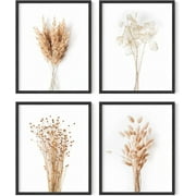 HAUS AND HUES Flower Wall Decor - Set of 4 Floral Wall Art, Floral Wall Decor, Flower Wall Art, Framed Flower Painting, Floral Pictures Wall Decor, Flower Pictures Wall Decor (Framed Black 8x10)