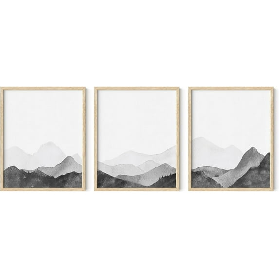 HAUS AND HUES Forest Wall Art Mountain Wall Decor Forest Art Wall Decor | Mountain Wall Art for Living Room Forest Wall Decor | Nature Wall Art,11"x14", Black Framed (Black and White)