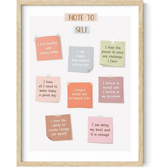 HAUS AND HUES Framed Encouraging Quotes Wall Decor - Mental Health Wall Art, Positive Saying, Motivational, Inspirational, Affirmations, Counseling Tools, Note to Self Print (12"x16", BEIGE FRAMED)