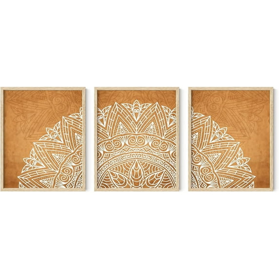 HAUS AND HUES Framed Mandala Wall Art - Boho Wall Decor For Bedroom Framed Wall Art Boho Art Wall Decor Beige Wall Art Decor Boho Wall Decor For Living Room Boho Wall Art Framed (Beige Framed, 16x20)