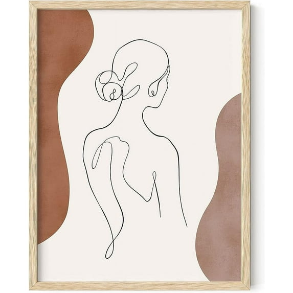 HAUS AND HUES Framed Minimalist Art, One Line Wall Art, Minimalist Poster Framed Wall Art of Women, Feminist Wall Art, Minimalist Wall Art Framed, Woman Art Print, Boho Prints (Beige Framed, 12x16)