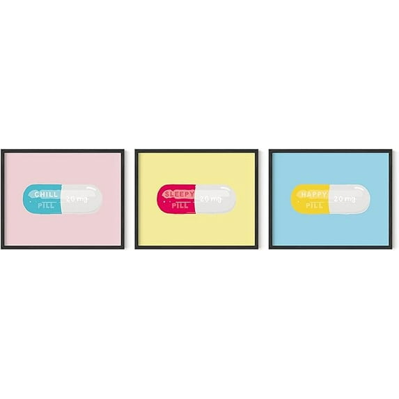 HAUS AND HUES Framed Pop Art, Bedroom Decor Aesthetic, Wall Decor Teen Girls Bedroom Wall Art For Teens, Cute Room Decor For Teen Girls Room Wall Decor, Teen Girl Wall Decor (Black Framed, 16x20)