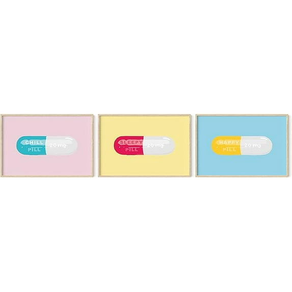 HAUS AND HUES Framed Pop Art, Bedroom Decor Aesthetic, Wall Decor Teen Girls Bedroom Wall Art For Teens, Cute Room Decor For Teen Girls Room Wall Decor, Teen Girl Wall Decor (24x36, Framed Beige)