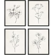 HAUS AND HUES Framed Vintage Botanical Prints - Set of 4 Framed Farmhouse Bedroom Wall Decor, Rustic Art for Bathroom, Farmhouse Decor Pictures for Living Room, Boho Decor (8x10, Framed Black)