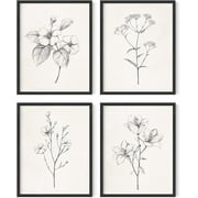 HAUS AND HUES Framed Vintage Botanical Prints - Set of 4 Framed Farmhouse Bedroom Wall Decor, Rustic Art for Bathroom, Farmhouse Decor Pictures for Living Room, Boho Decor (11x14, Black Framed)