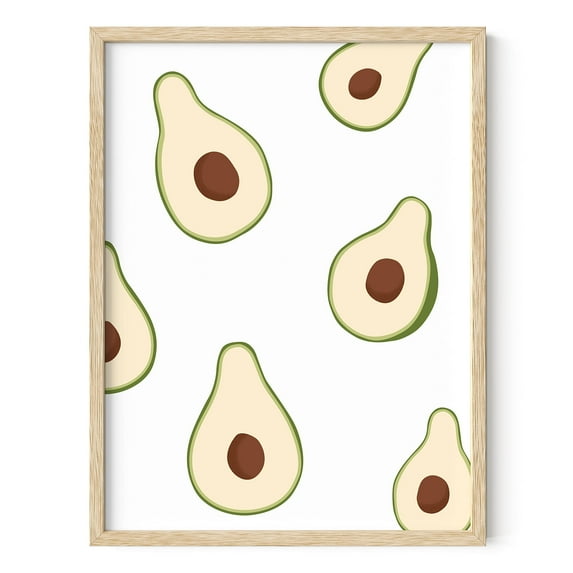 HAUS AND HUES Fruit Art Avocado Poster Fruit Wall Art Kitchen Artwork for Wall Kitchen Fruit Wall Decor Wall Art for Kitchen Fruit Food Wall Art Kitchen Art Wall Decor, BEIGE FRAMED, 12x16 (Avocado)