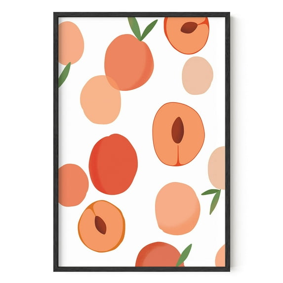 HAUS AND HUES Fruit Art Fruit Picture Wall Art - Kitchen Fruit Wall Decor, Peach Art, Peach Bathroom Decor Fruit Prints Wall Art for Kitchen Fruit Kitchen Decor UNFRAMED - 24x36 (Peach)