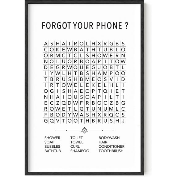 HAUS AND HUES Funny Bathroom Decor and Bathroom Prints Funny Bathroom Signs Decor Funny Bathroom Art, Funny Bathroom Wall Art, Kids Bathroom Decor Bathroom Word Search (Unframed 24x36)