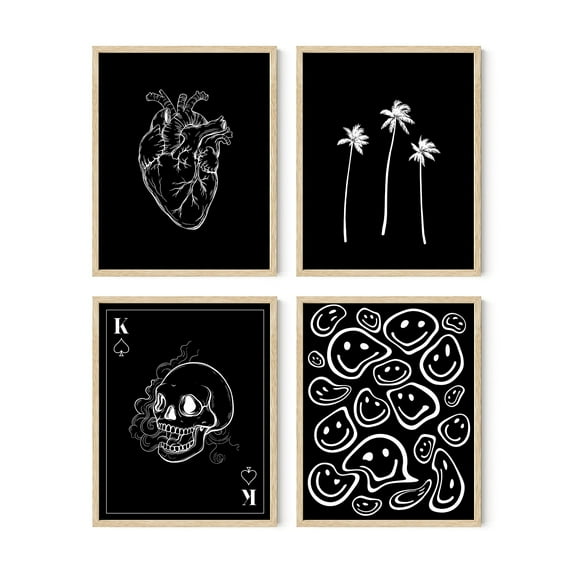 HAUS AND HUES Gothic Decor For Bedroom - Black Wall Decor For Teen Girls, Emo Wall Decor, Apartment Decor Aesthetic, Grunge Room Decor Aesthetic Bedroom Decor, Emo Room Decor, (Beige Framed, 11x14)