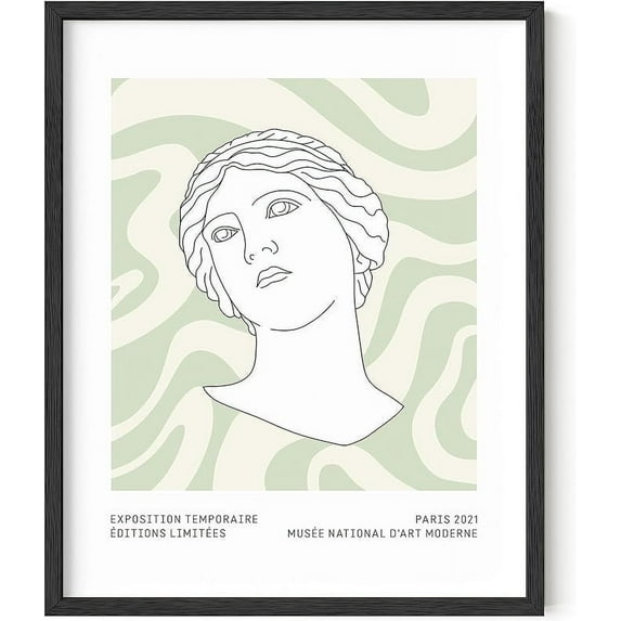 HAUS AND HUES Green Posters For Room Aesthetic, Wall Art Green Color, Green Aesthetic Sage Room Décor, Green Cute Danish Pastel Aesthetic Sage Green, Green Geometric Print (16" x 20" Framed Black)