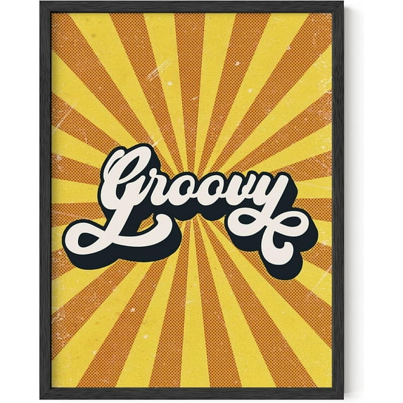 HAUS AND HUES Groovy Posters and Hippie Posters for Bedroom - Retro Wall Art and Groovy Room Decor | Indie Posters for Room Aesthetic 70s Poster and Hippy Posters for Bedrooms BLACK FRAMED 12" x 16"