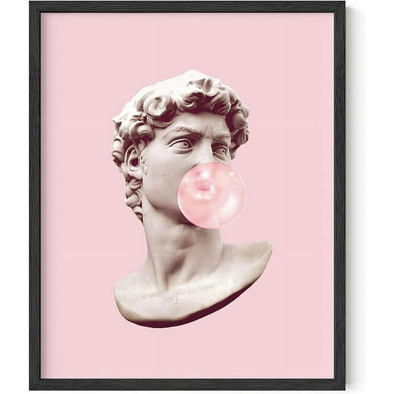 HAUS AND HUES Gum Poster David Bubble Pop Art | Pop Art Wall Decor, Pink Pictures Wall Decor, Pink Posters for Room Aesthetic | Blush Pink Room Decor for Bedroom Wall Art Pop Art | UNFRAMED 16” x 20”