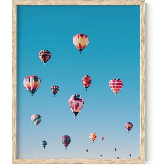 HAUS AND HUES Hot Air Balloon Poster - Hot Air Balloon Decorations, Hot Air Balloon Wall Decor, Beautiful Scenery Wall Art, Hot Air Balloon Painting Travel Hot Air Balloons (Framed Beige, 16x20)