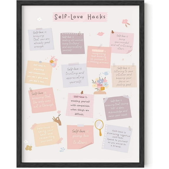 HAUS AND HUES Inspirational Posters For Teen Girls - Motivational Posters For Office, Self Love Quotes Print, Affirmation Posters For Classrooms, Mental Health Posters For Office, (Unframed, 12x16)