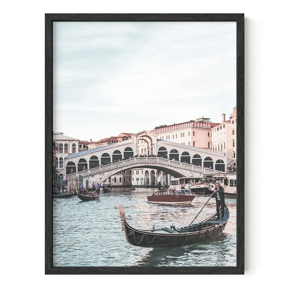 HAUS AND HUES Italy Poster Gondola Art Italy Prints Europe Wall Art Italy Wall Art Venice Wall Art Rome Wall Poster Wall Art of Italy Poster Italy Italy Wall Art Decor | BLACK FRAMED 12” x 16”