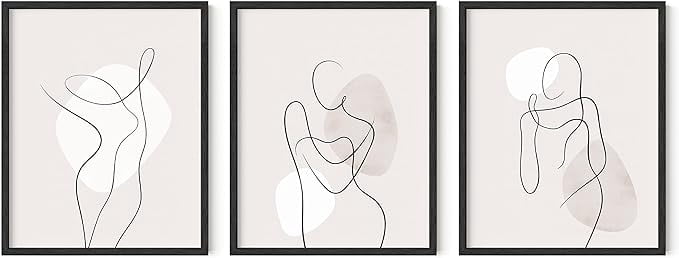 HAUS AND HUES Line Art Print - Set of 3 Feminine Paintings, Line Art ...