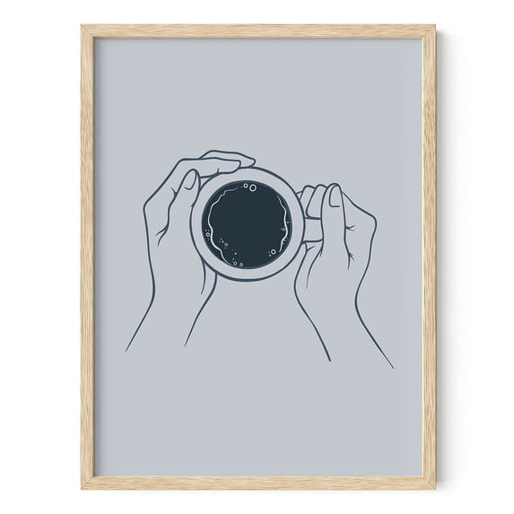 HAUS AND HUES Line Drawing Wall Art Coffee Artwork Minimalist Art Aesthetic Art Drawing Line Art Line Art Wall Decor Single Line Drawing Coffee Wall Art Artwork Line | BEIGE FRAMED 12” x 16"