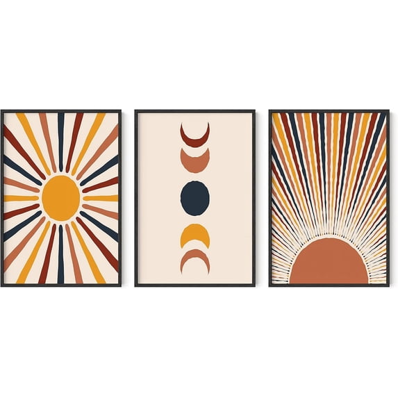 HAUS AND HUES Mid Century Modern Wall Art Boho Wall Decor - Set of 3 ...