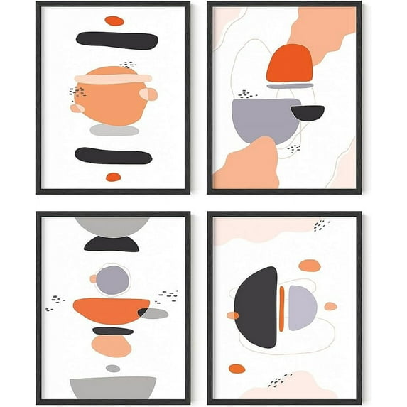HAUS AND HUES Minimal Abstract Art Posters - Set of 4 Geometric Art Abstract Posters, Modern Art Posters Abstract Wall Decor Minimal Art Aesthetic Posters for Room (Unframed 11x14)
