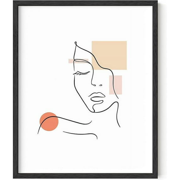 HAUS AND HUES Minimalist Wall Art Abstract Poster Line Art Drawing Poster Sketch Wall Art Minimalist Women Wall Decor Abstract Wall Art Abstract Girl Line Art (Framed Black 16x20)
