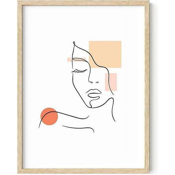 HAUS AND HUES Minimalist Wall Art Abstract Poster Line Art Drawing Poster, Sketch Wall Art Minimalist Women Wall Decor, Wall Art Minimalist Posters (Abstract Girl, 12x16 Beige Framed)