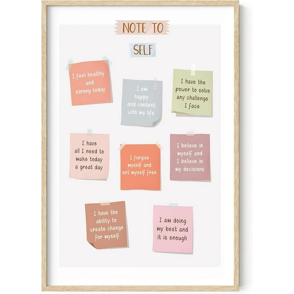 HAUS AND HUES Motivational Posters for Office - Inspirational Quotes Wall Art, Counselor Gifts, Self Love Affirmations, Positive Classroom, Mindfulness, Mental Health (24" x 36" Framed Beige)