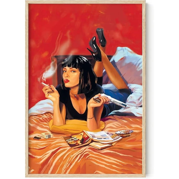 HAUS AND HUES Movie Scene Posters for Room Aesthetic 90s Movie Posters, Merchandise Art, College Wall Decor, Dorm Noir Film Vintage Movie Poster (Framed Beige 24x36)