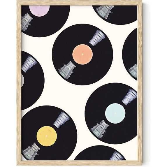HAUS AND HUES Music Posters for Room Aesthetic Vintage Posters for Room Aesthetic Music Art Wall Decor Vinyl Records Wall Decor 90s Posters and Wall Decor Music Art Posters BEIGE FRAMED 12”x16