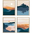 thumbnail image 1 of HAUS AND HUES Nature Wall Art Prints Set of 4 - Landscape Mountain Decor, Mid Century Art Wall Decor, Geometric Abstract Nature Wall Art, Mountain Art Wall Decor, Adventure (Beige Framed, 16x20), 1 of 6
