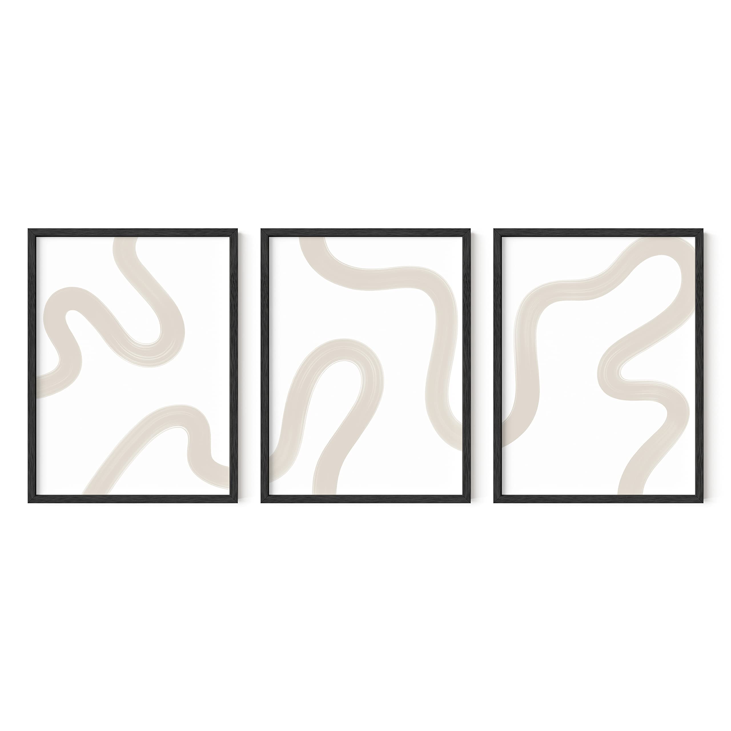 HAUS AND HUES Neutral Wall Art - Set of 3 Beige Wall Art Geometric Wall ...