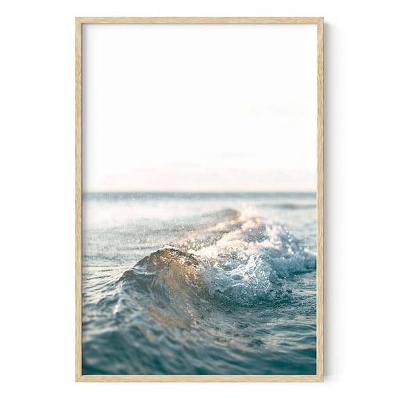 HAUS AND HUES Ocean Wall Art and Wave Poster - Ocean Wave Posters and Beach Art | Ocean Posters Wave Poster and Ocean Wall Decor Beachy Decorations Home Decor Waves Poster (24" x 36" Framed Beige)