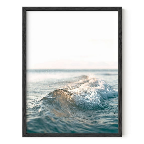 HAUS AND HUES Ocean Wall Art and Wave Poster - Ocean Wave Posters and Beach Art Ocean Posters Wave Poster and Ocean Wall Decor Hawaii Surfer Room Decor | Waves (Black Framed, 12x16)