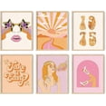thumbnail image 1 of HAUS AND HUES Orange Wall Decor Gallery Art Set of 6 - Posters for Room Aesthetic Trippy, 70s Wall Decor, Trippy Wall Decor, Pink and Orange Wall Art, Hippy Wall Pictures (16x20, Framed Beige), 1 of 6