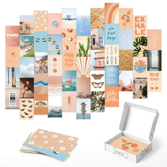 HAUS AND HUES Peach Photo Collage Kit for Wall Aesthetic - Peach Collage Kit, Picture Collage Kit for Wall Aesthetic, Room Collage Kit Aesthetic Wall Decor for Teens| 4" x 6" (Set of 50)