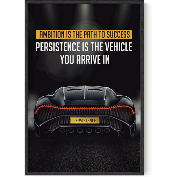 HAUS AND HUES Persistence Poster - Lamborghini Poster, Morning Inspirational, Motivational Perseverance Quotes, Success Wall Art For Men, Growth Mindset Ambition Path to Success (Unframed, 24x36)