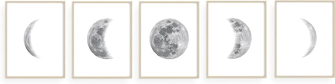HAUS AND HUES Phases of the Moon Wall Decor - Set of 5 Moon Phases ...