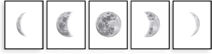 HAUS AND HUES Phases of the Moon Wall Decor - Set of 5 Moon Phases ...