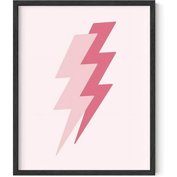 HAUS AND HUES Pink Lightning Posters | Bolt Poster Pink Aesthetic Room Decor Light Pink Wall Decor Wall Art Lightning Girls Pink Wall Decor | UNFRAMED 16” x 20"