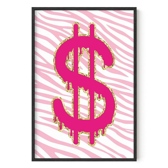 HAUS AND HUES Pink Poster Preppy Wall Art - Cute Posters for Room Aesthetic, Trendy Posters for Teen Girls Room, Preppy Room Decor Aesthetic Posters for Bedroom Glam Money Sign (Unframed 24x36)