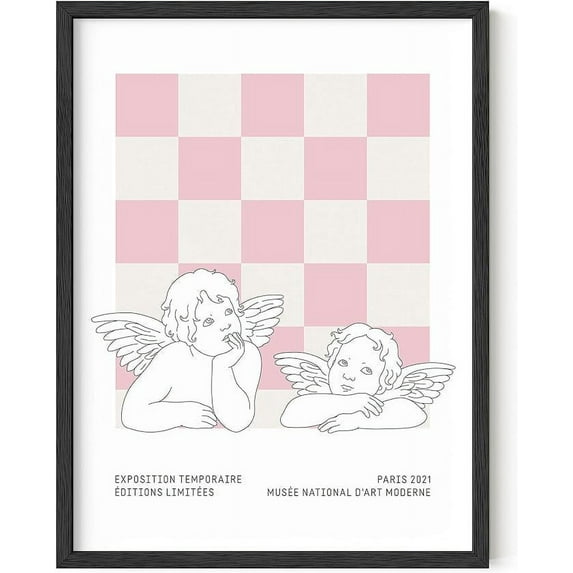 HAUS AND HUES Pink Wall Art, Pink Framed Wall Art, Danish Pastel Décor, Pastel Pink Room Decor, Danish Pastel Room Decor Aesthetic Pink Pictures Wall Decor (Black Framed, 12x16)